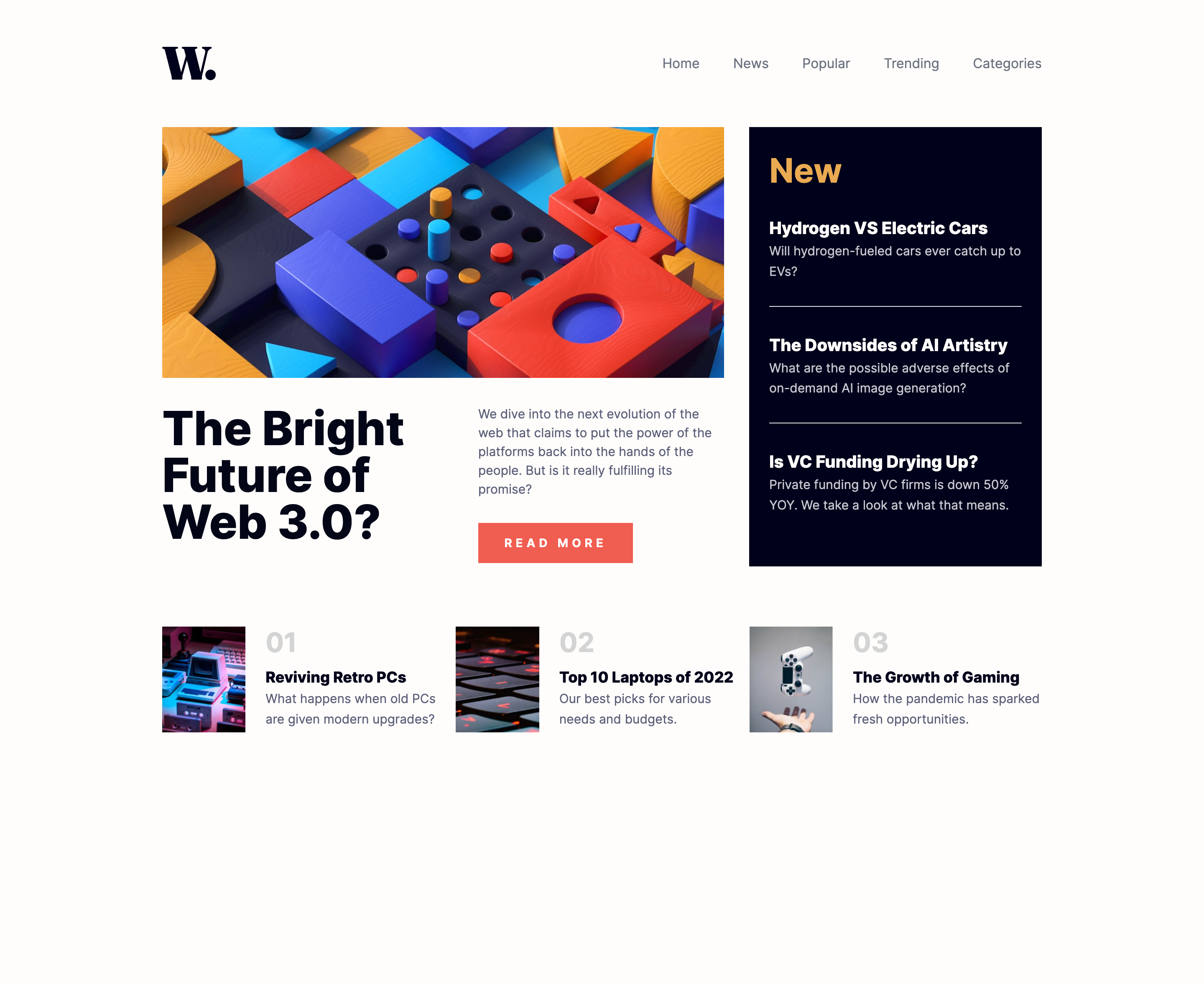 Screenshot of the News Homepage project
